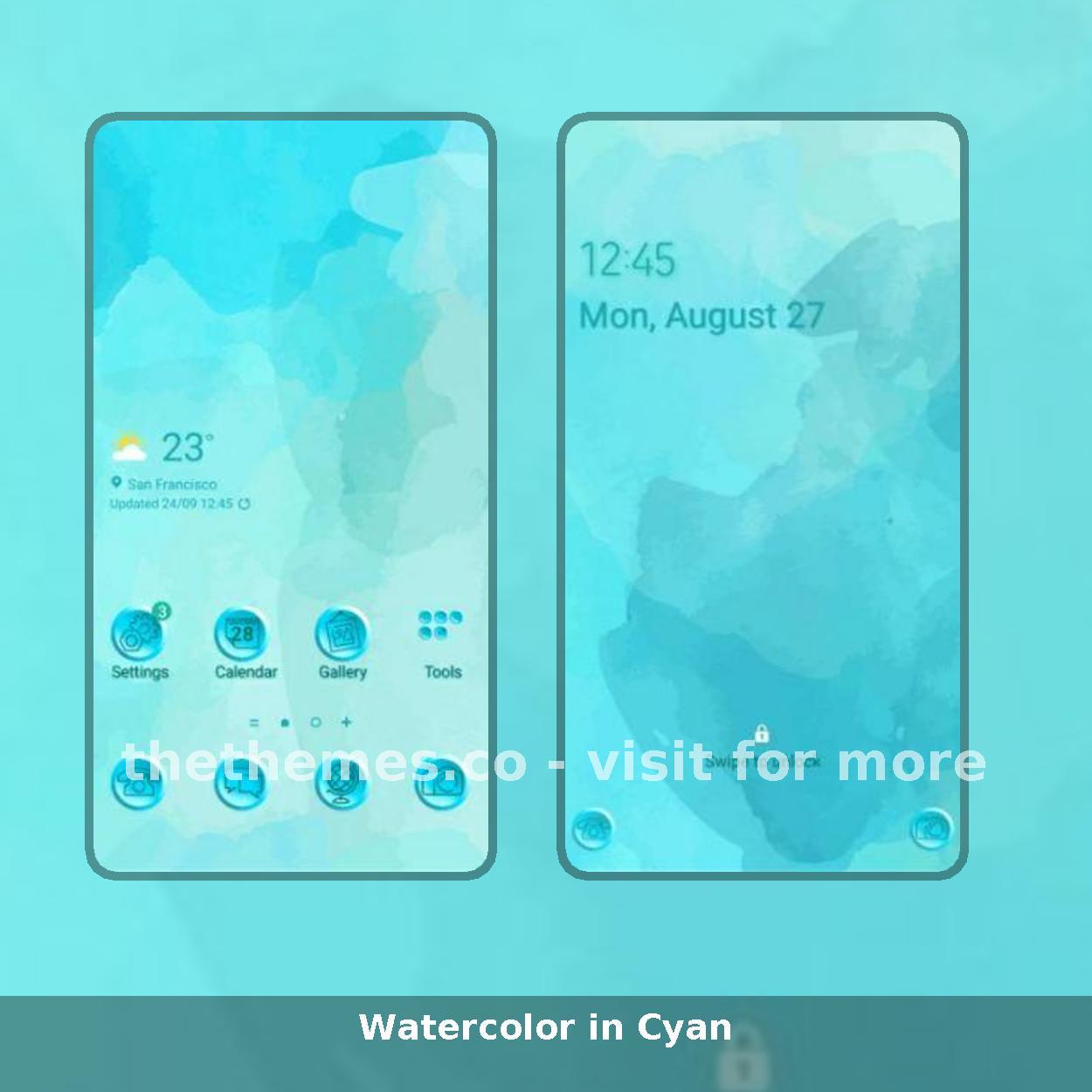 Watercolor in Cyan