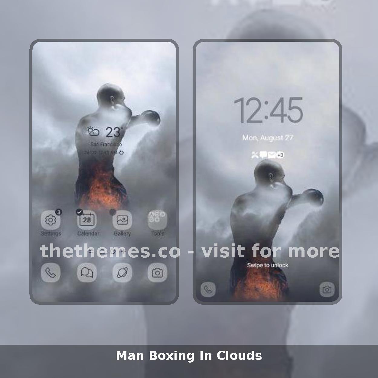 Man Boxing In Clouds