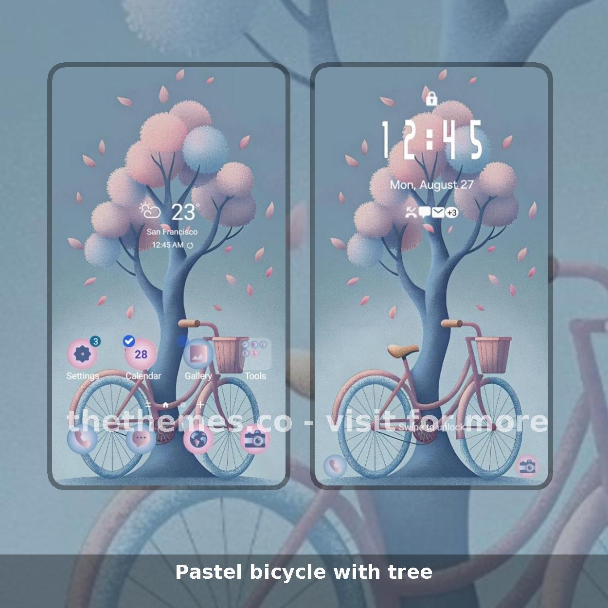 Pastel bicycle with tree