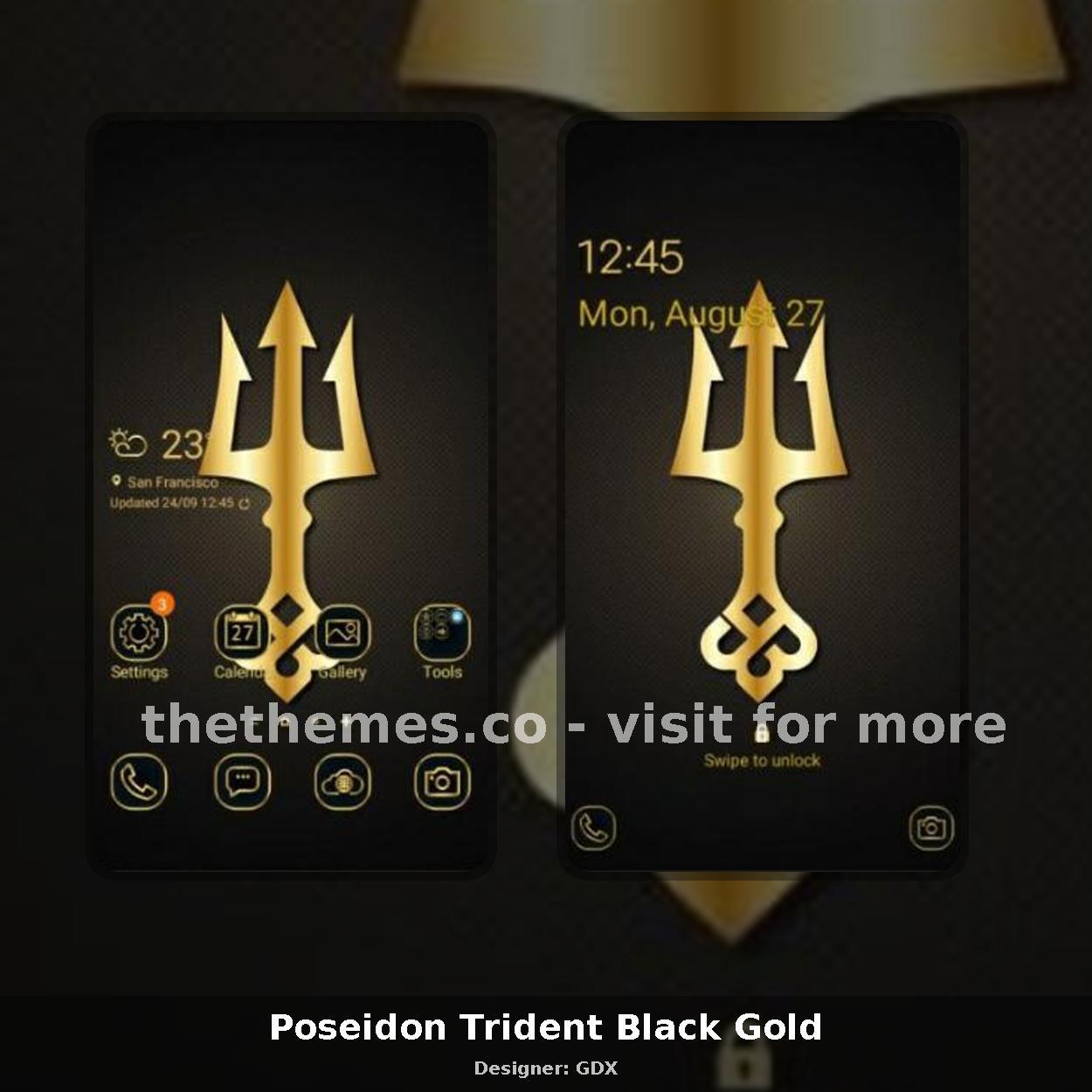Poseidon Trident Black Gold
