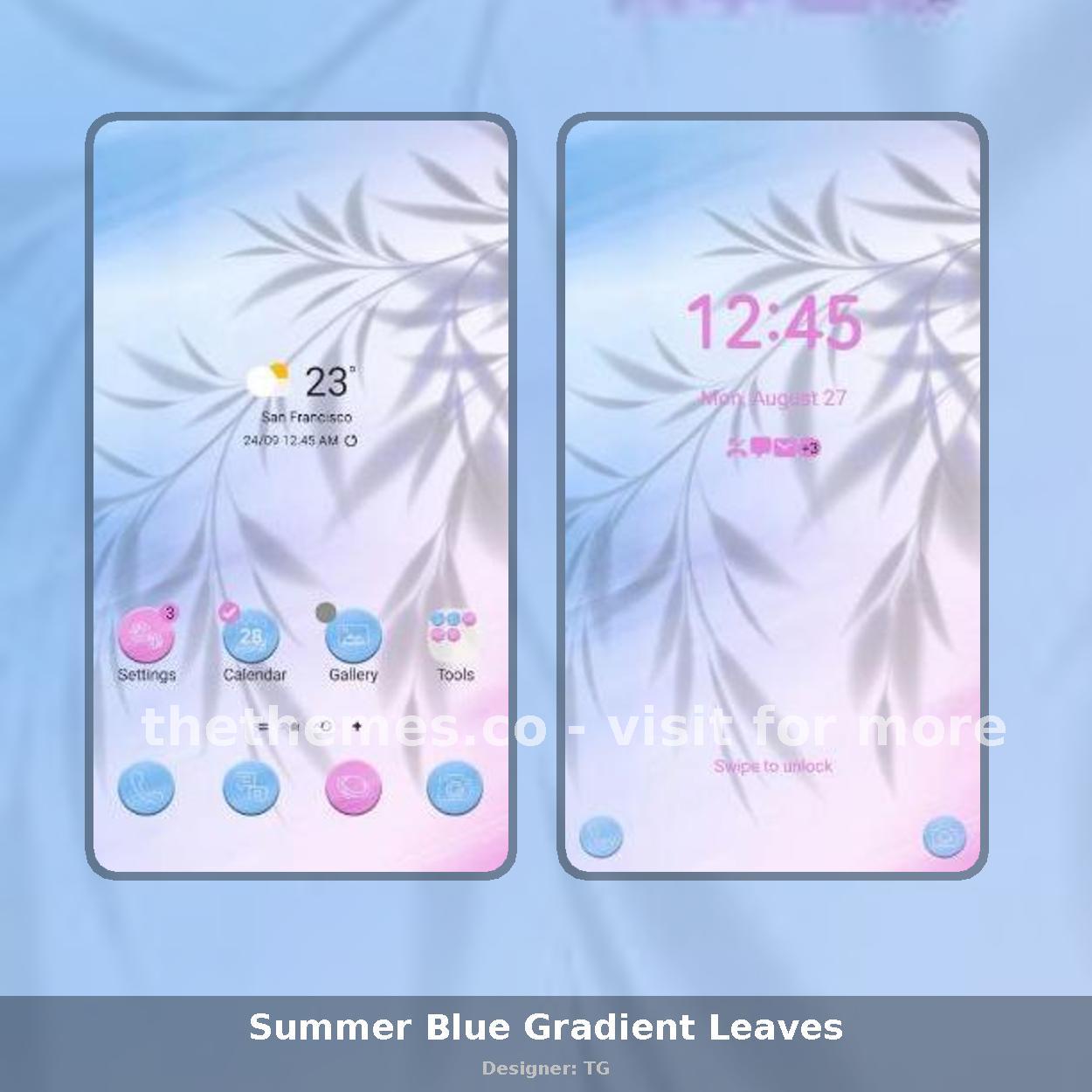 Summer Blue Gradient Leaves