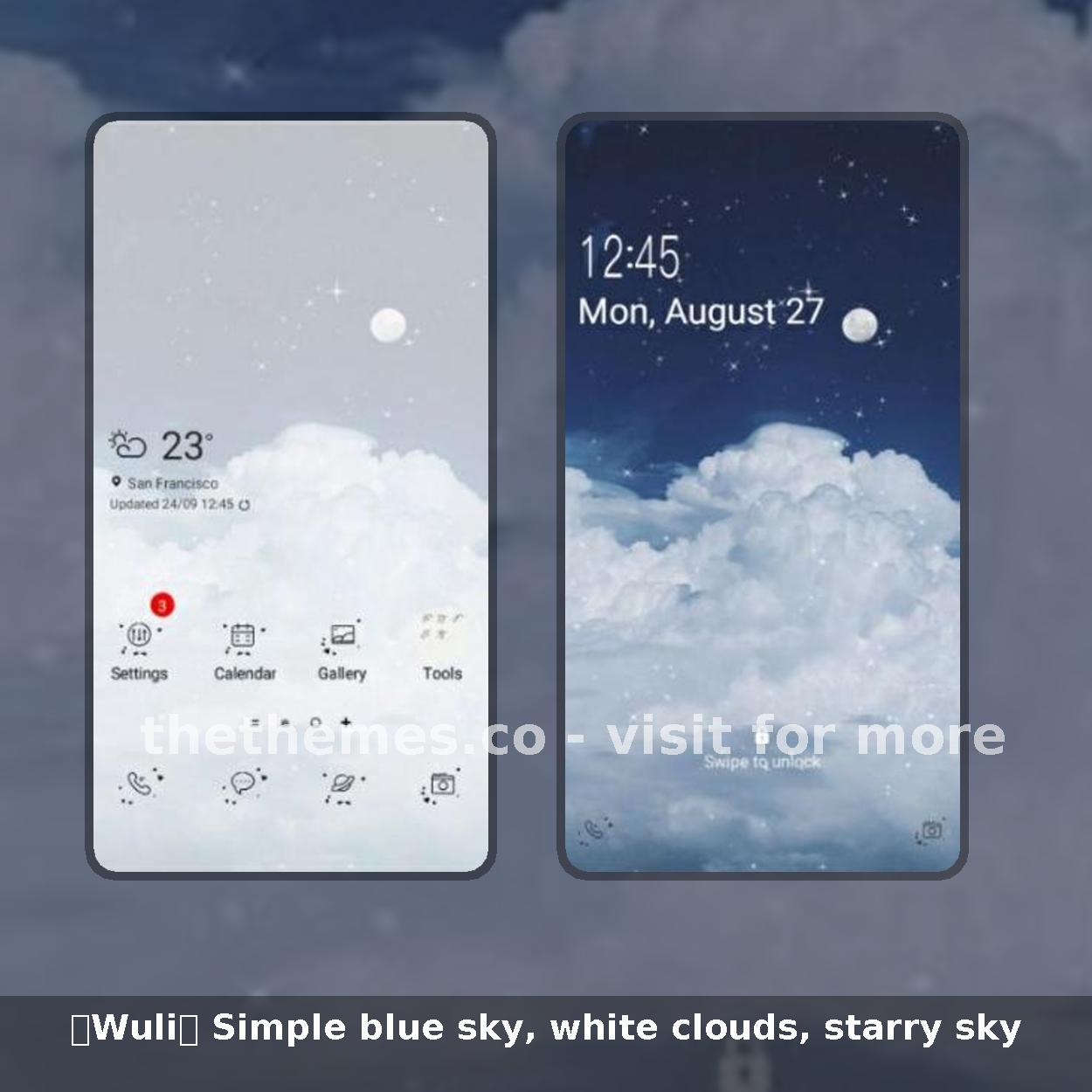 【Wuli】 Simple blue sky, white clouds, starry sky