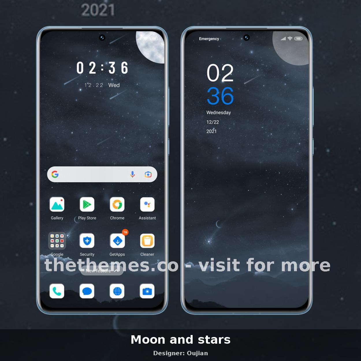 Moon and stars