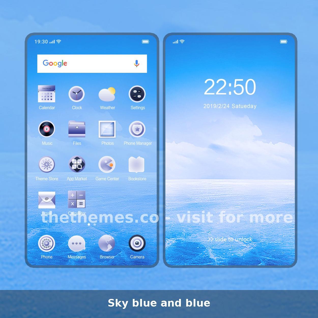 Sky blue and blue