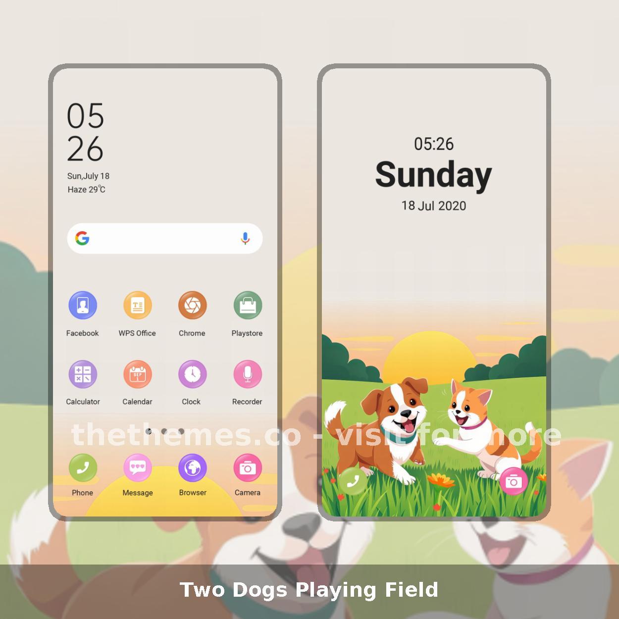 Two Dogs Playing Field